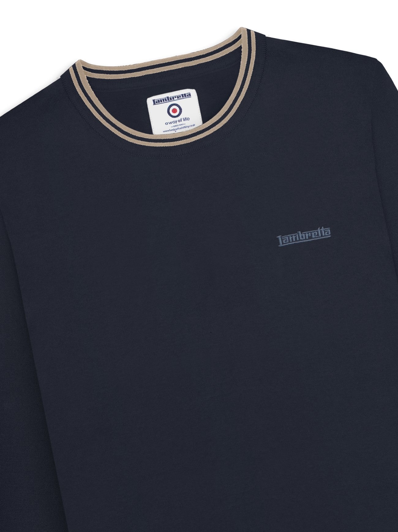 Mens Navy Stone Tipped Knitted Jumper