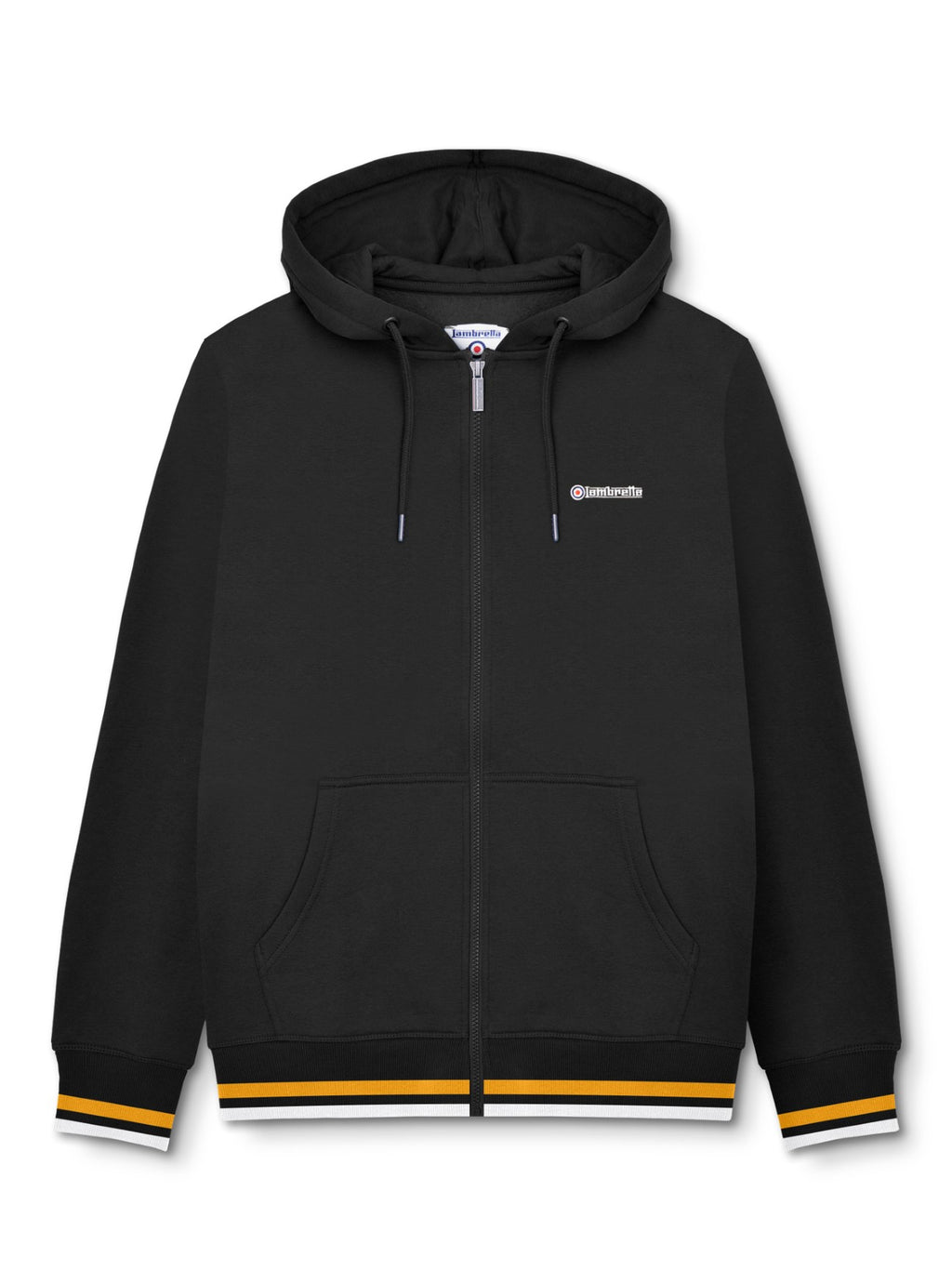 Mens Black Gold Zip Hoodie
