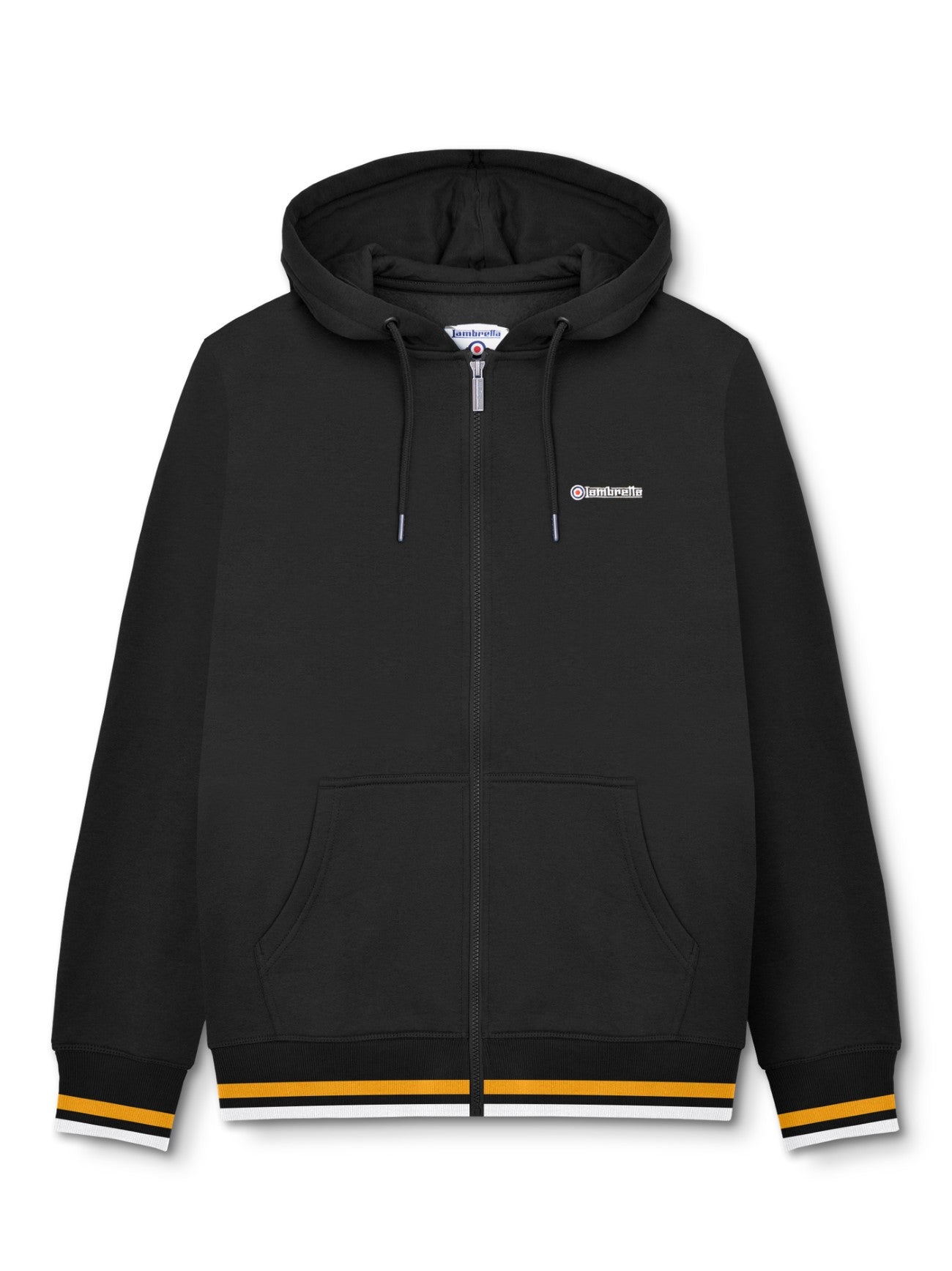 Mens Black Gold Zip Hoodie