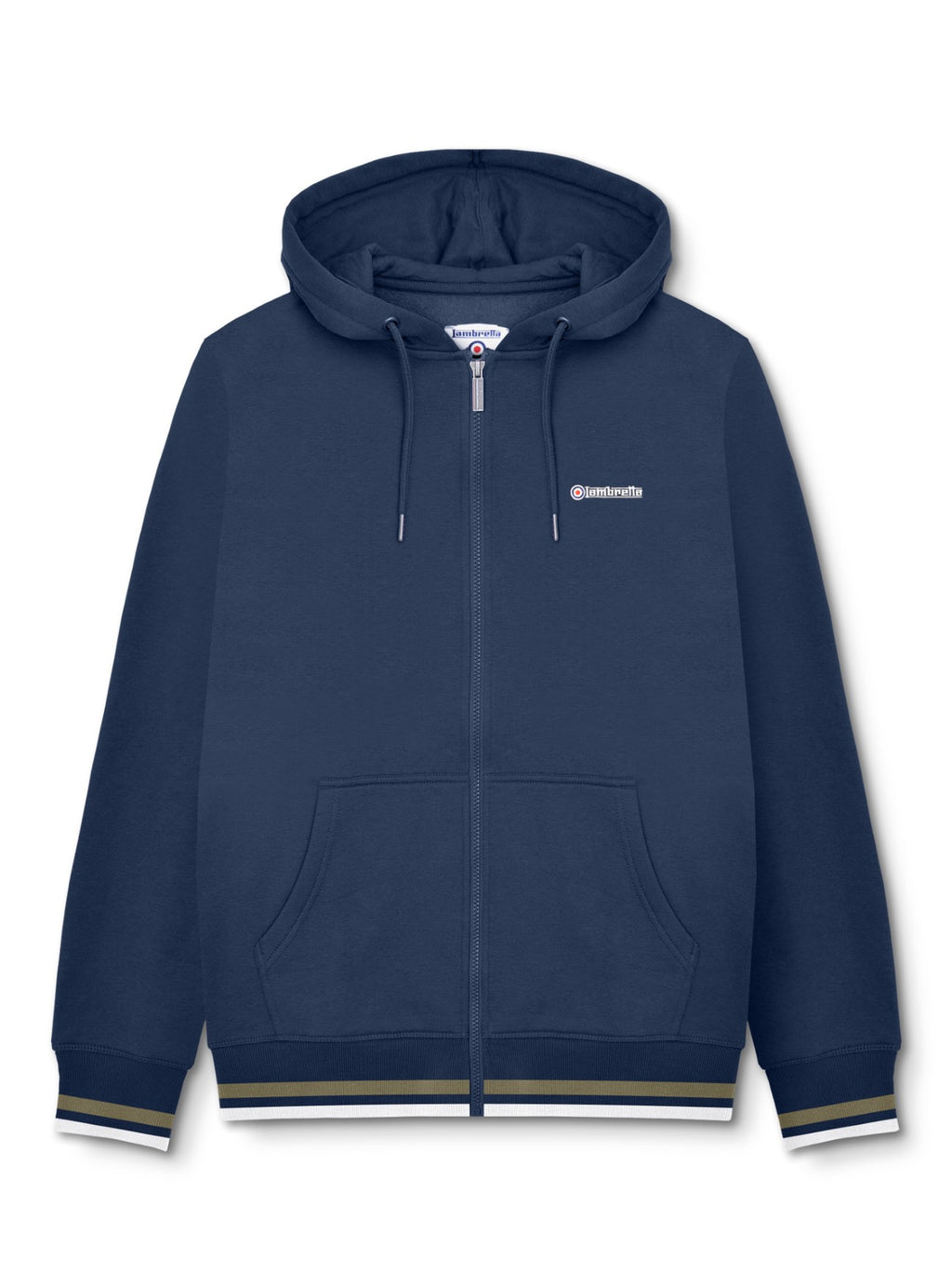 Mens Navy Khaki Zip Hoodie Hoodie