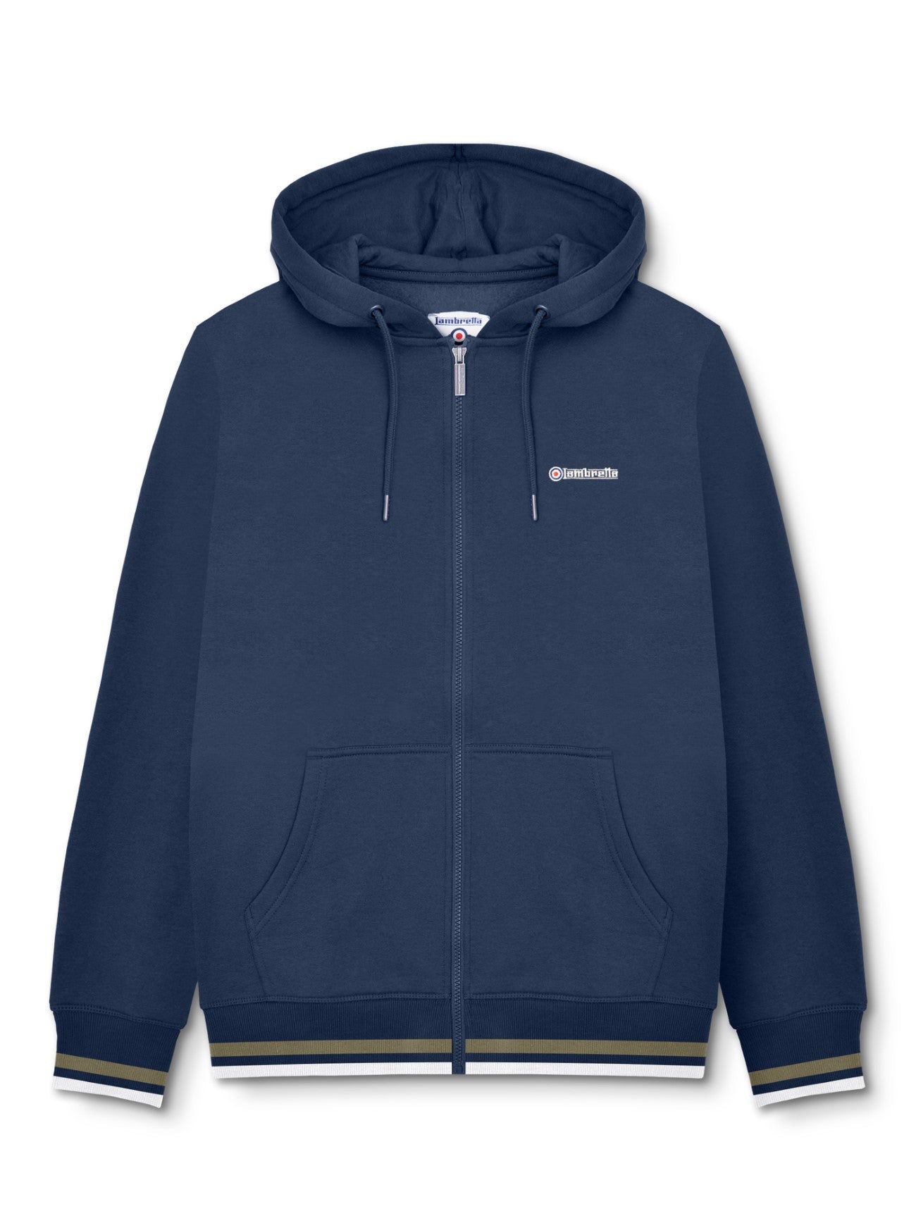 Mens Navy Khaki Zip Hoodie Hoodie