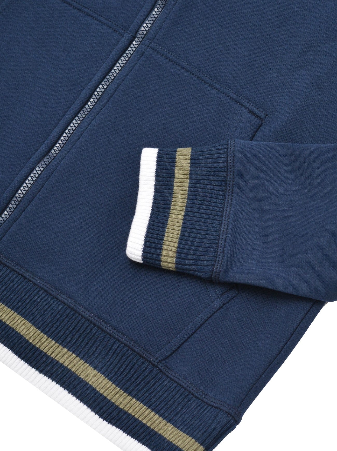 Mens Navy Khaki Zip Hoodie Hoodie