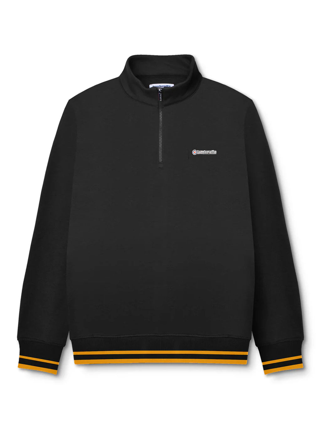 Mens Black Gold Tipped Quarter Zip Sweatshirt