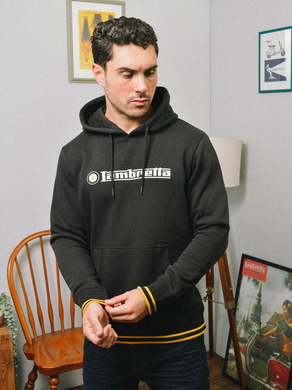 Mens Black Gold Logo Hoodie