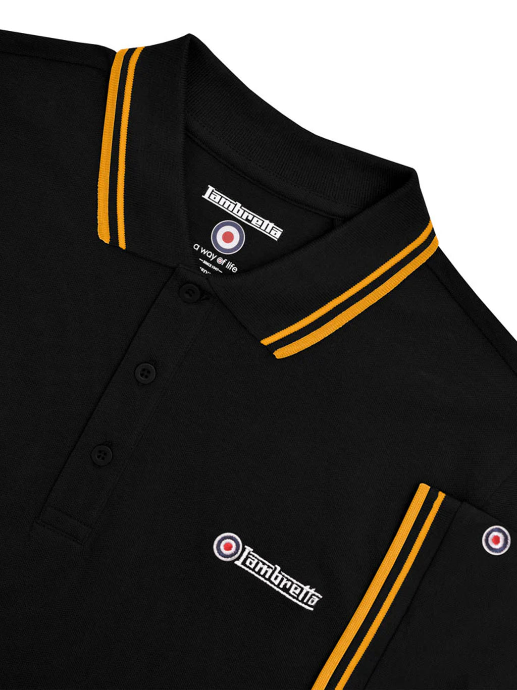 Mens Black Gold Twin Tipped Polo Shirt