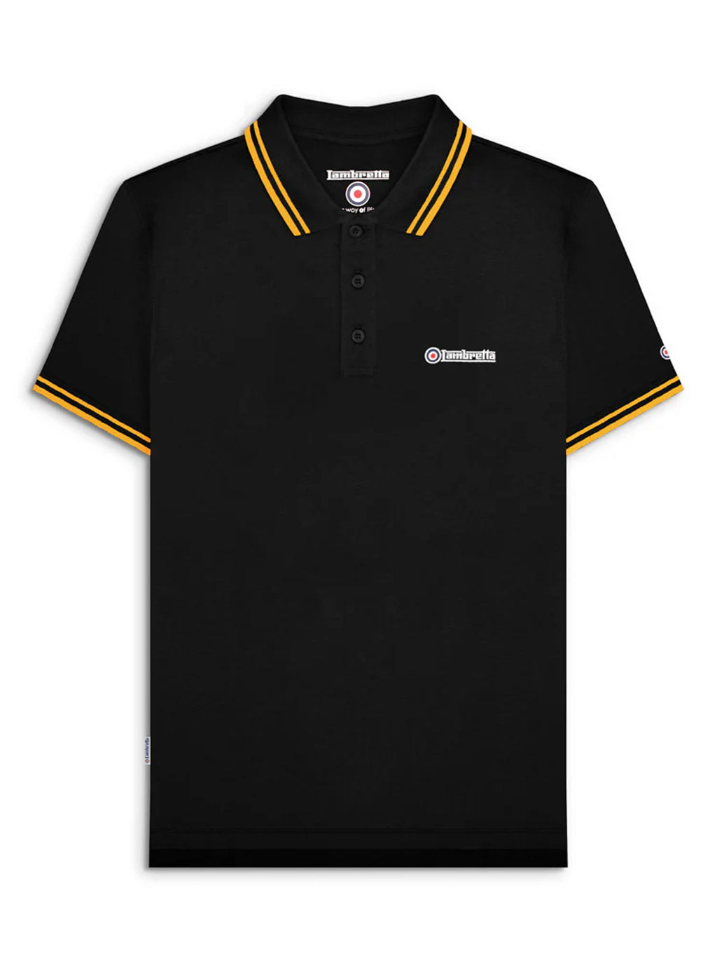 Mens Black Gold Twin Tipped Polo Shirt