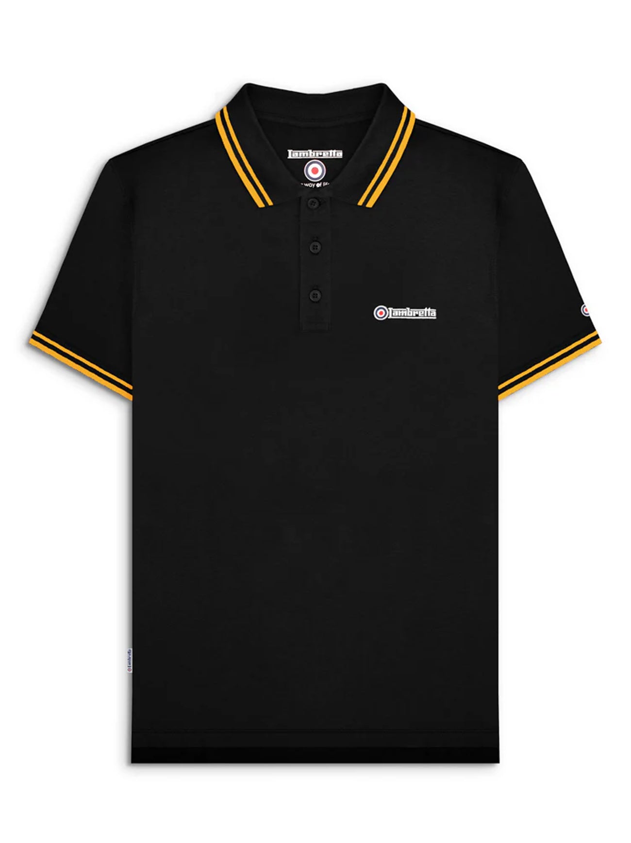 Mens Black Gold Twin Tipped Polo Shirt