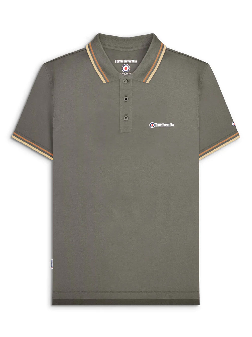 Mens Granite Tobacco Cream Twin Tipped Polo Shirt