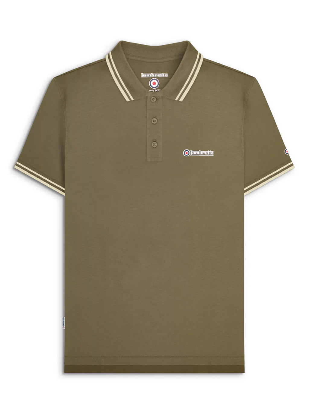 Mens Khaki Oatmeal Twin Tipped Polo Shirt