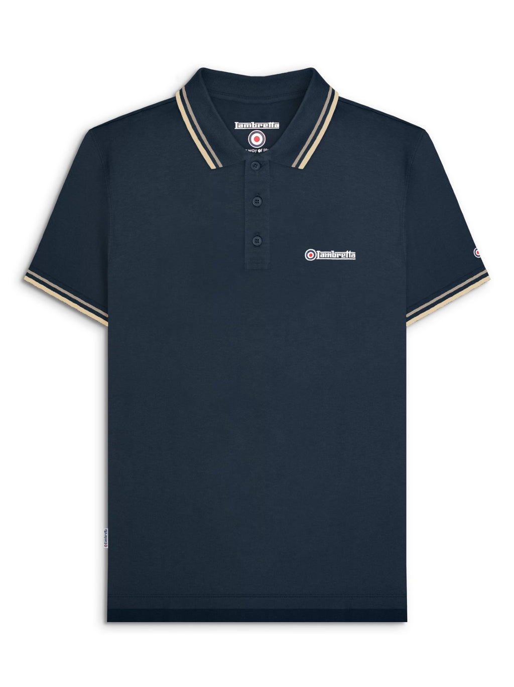 Mens Navy Cinder Cream Twin Tipped Polo Shirt