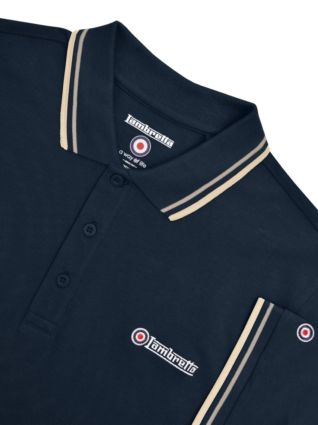 Mens Navy Cinder Cream Twin Tipped Polo Shirt