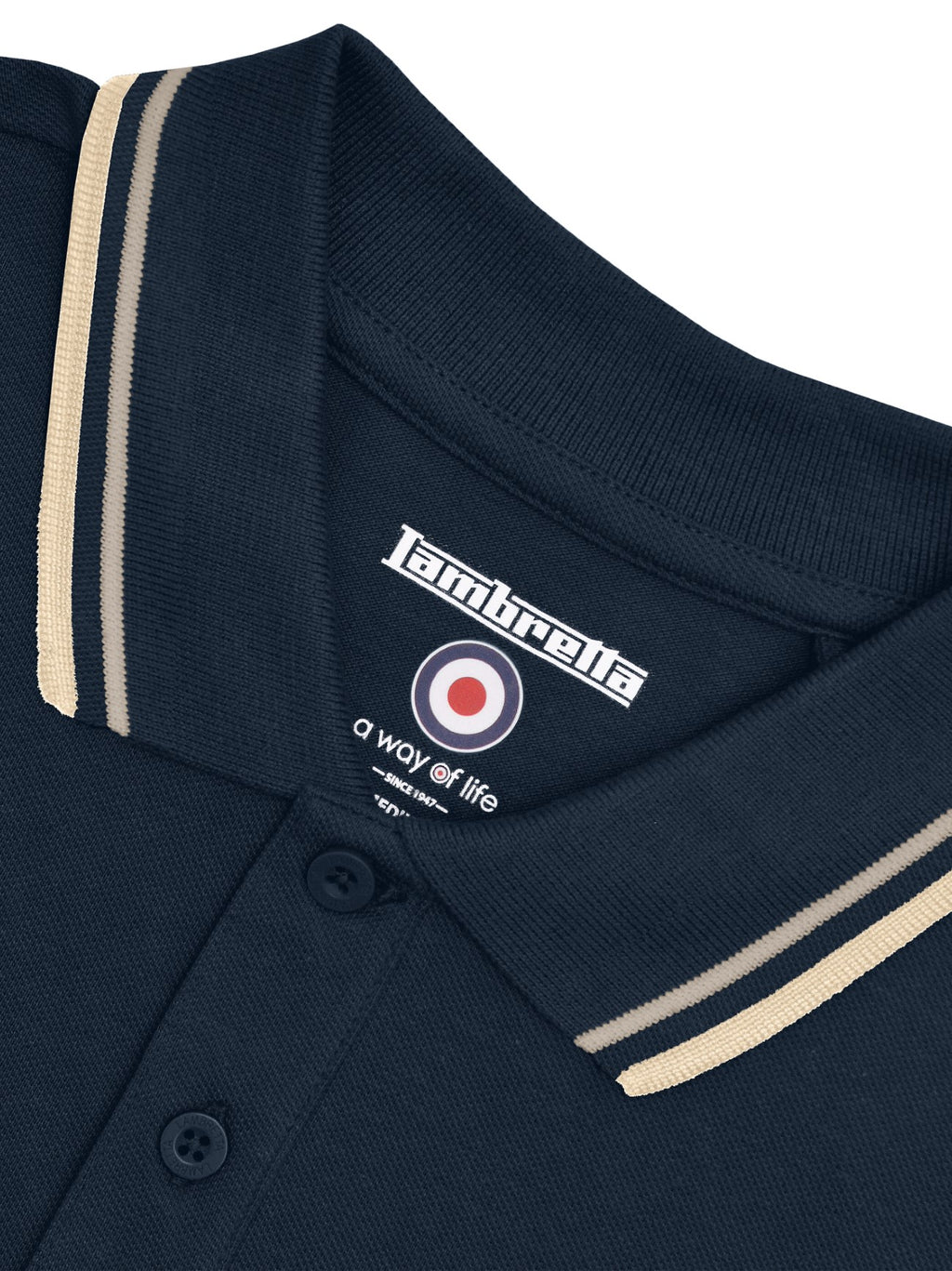 Mens Navy Cinder Cream Twin Tipped Polo Shirt