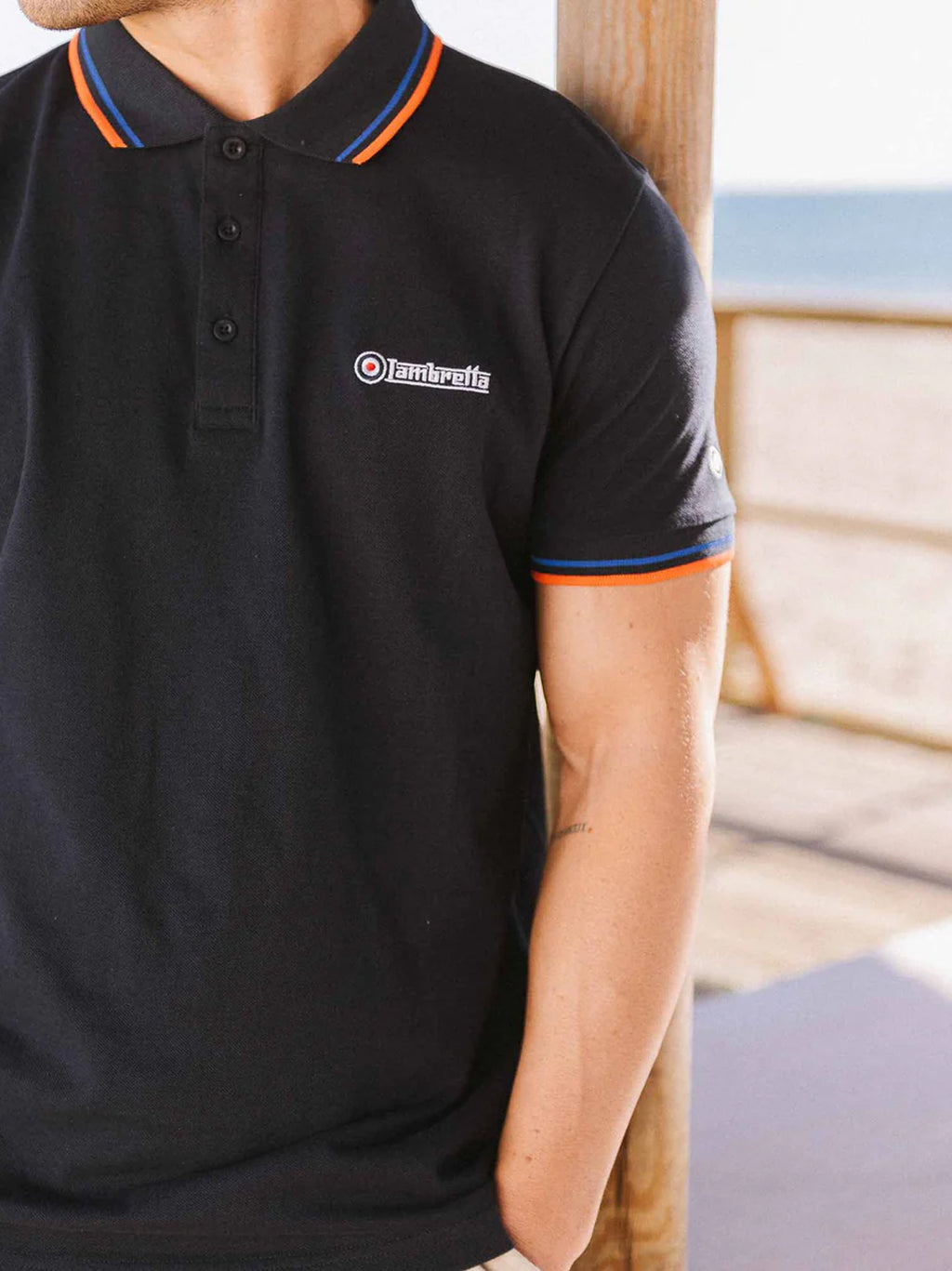 Mens Navy Blue Pumpkin Twin Tipped Polo Shirt
