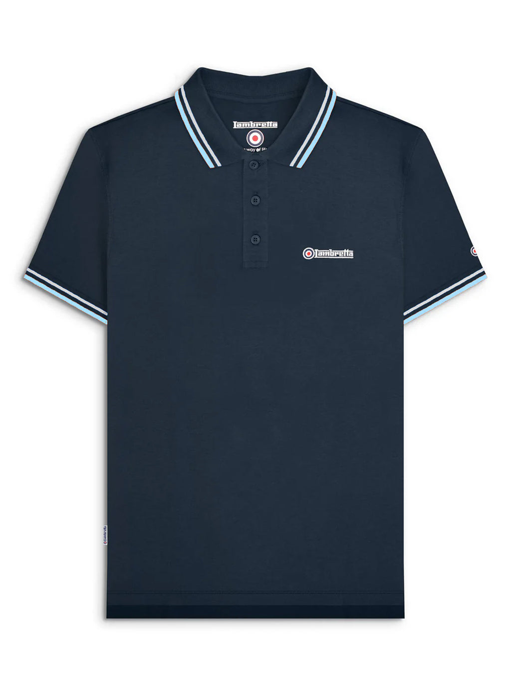 Mens Navy White Sky Twin Tipped Polo Shirt
