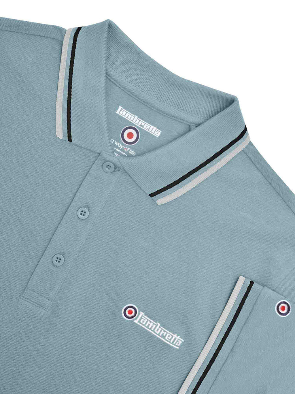 Mens Smoke Blue Black Grey Twin Tipped Polo Shirt