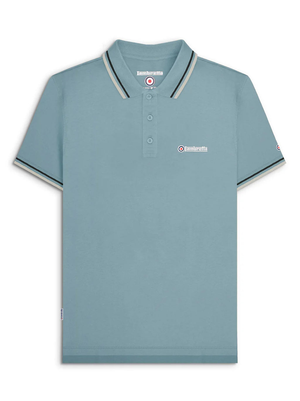 Mens Smoke Blue Black Grey Twin Tipped Polo Shirt