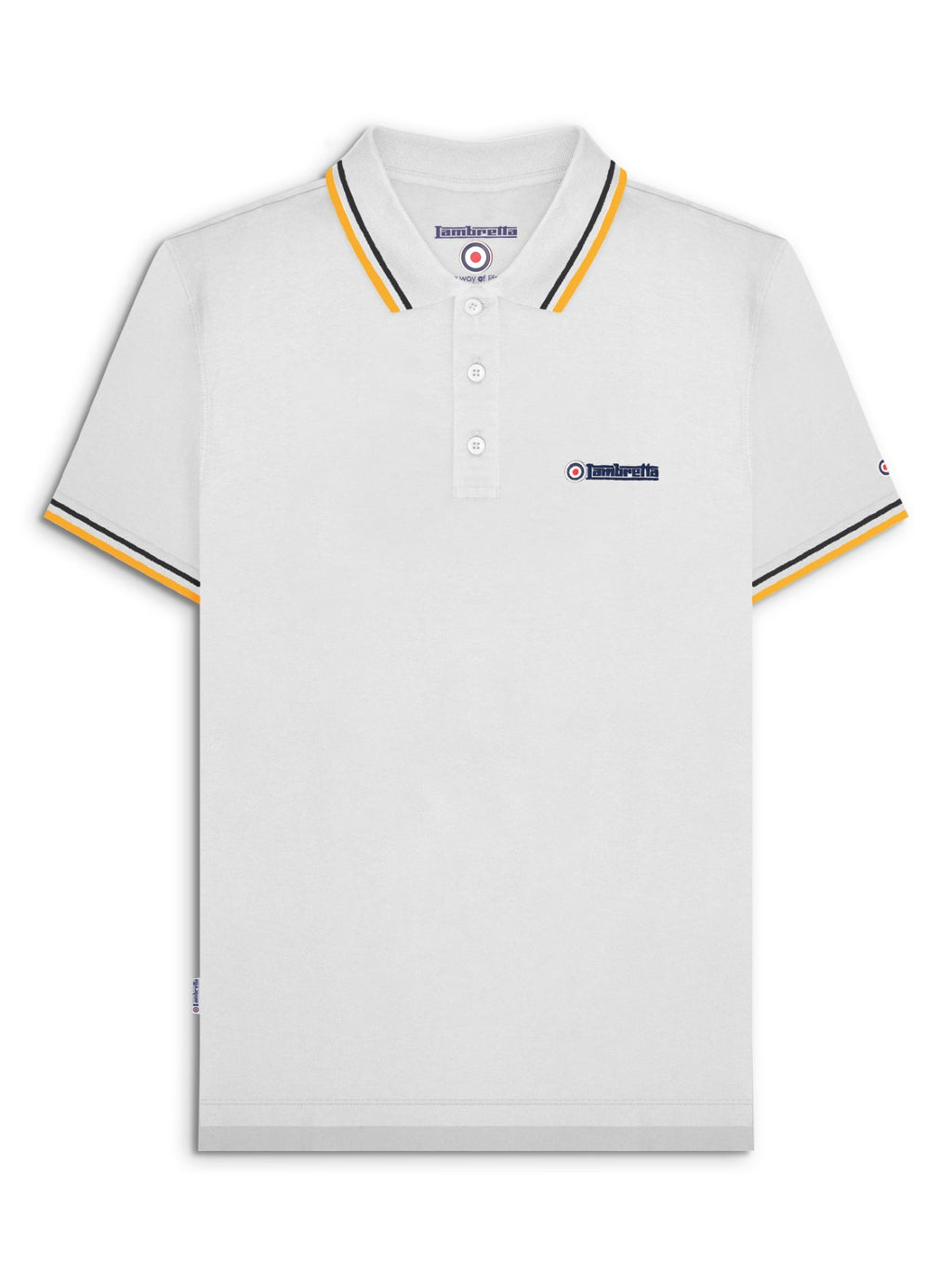 Mens White Black Gold Twin Tipped Polo Shirt