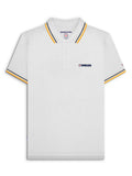 Mens White Black Gold Twin Tipped Polo Shirt