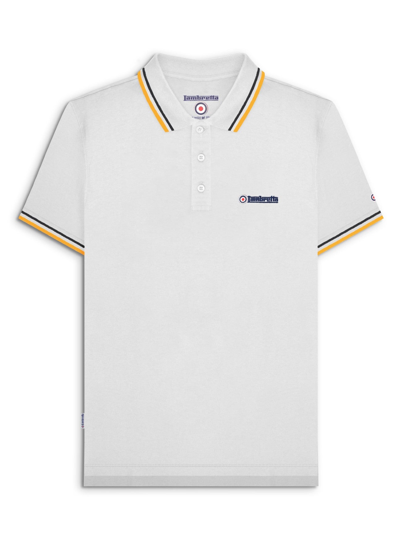 Mens White Black Gold Twin Tipped Polo Shirt