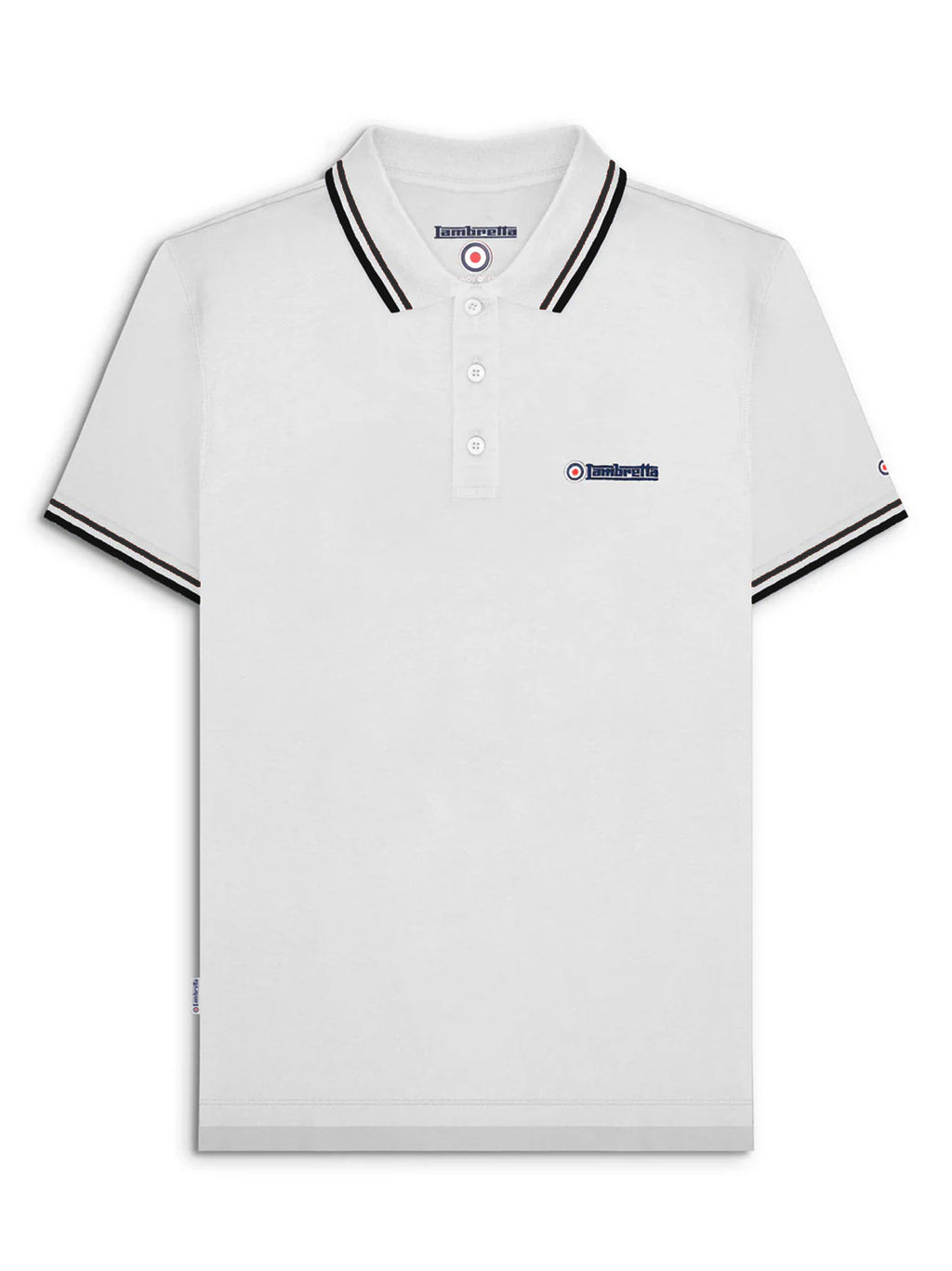 Mens White Black Twin Tipped Polo Shirt