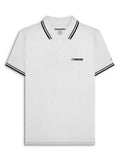 Mens White Black Twin Tipped Polo Shirt
