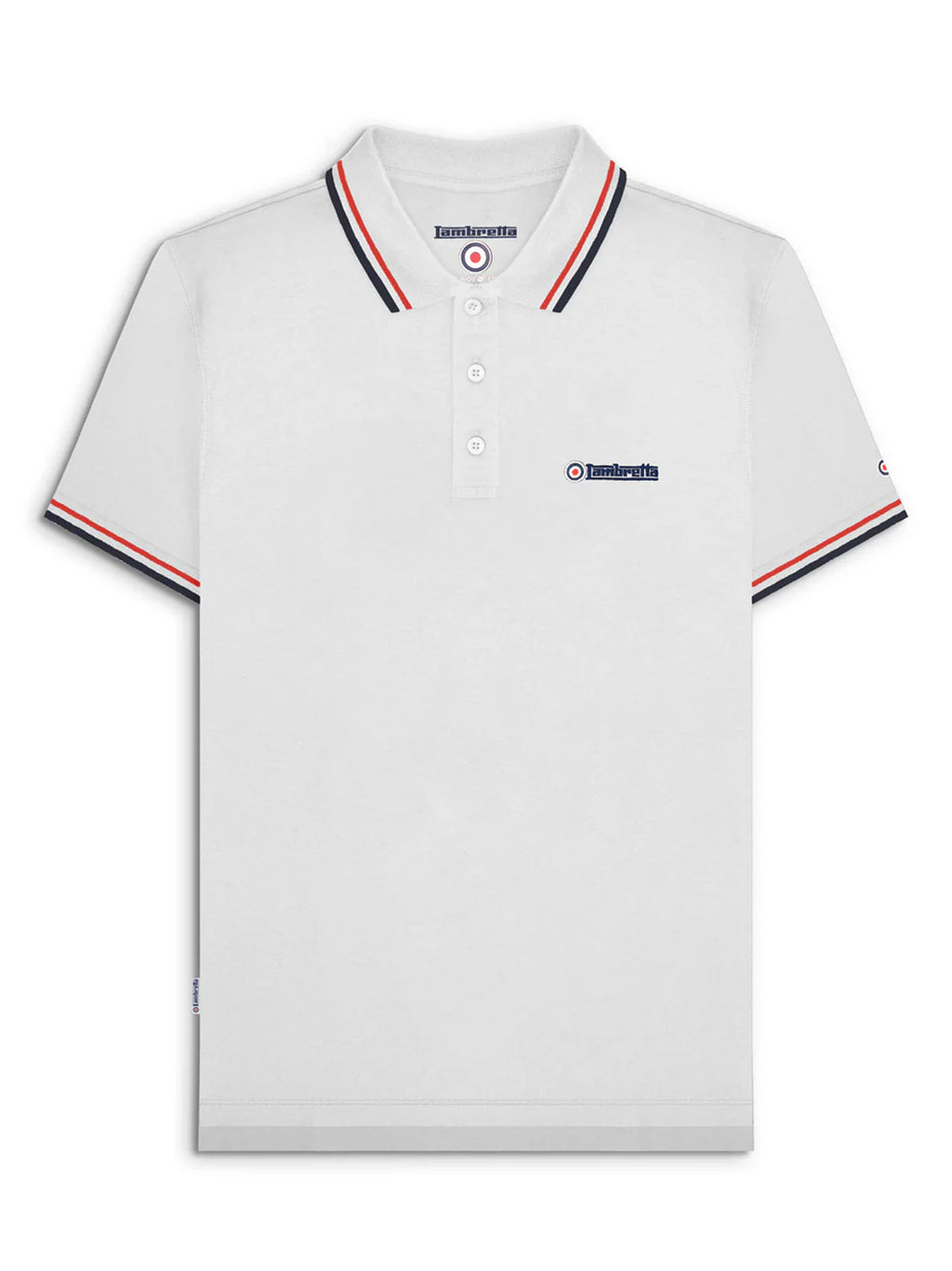 Mens White Red Navy Twin Tipped Polo Shirt