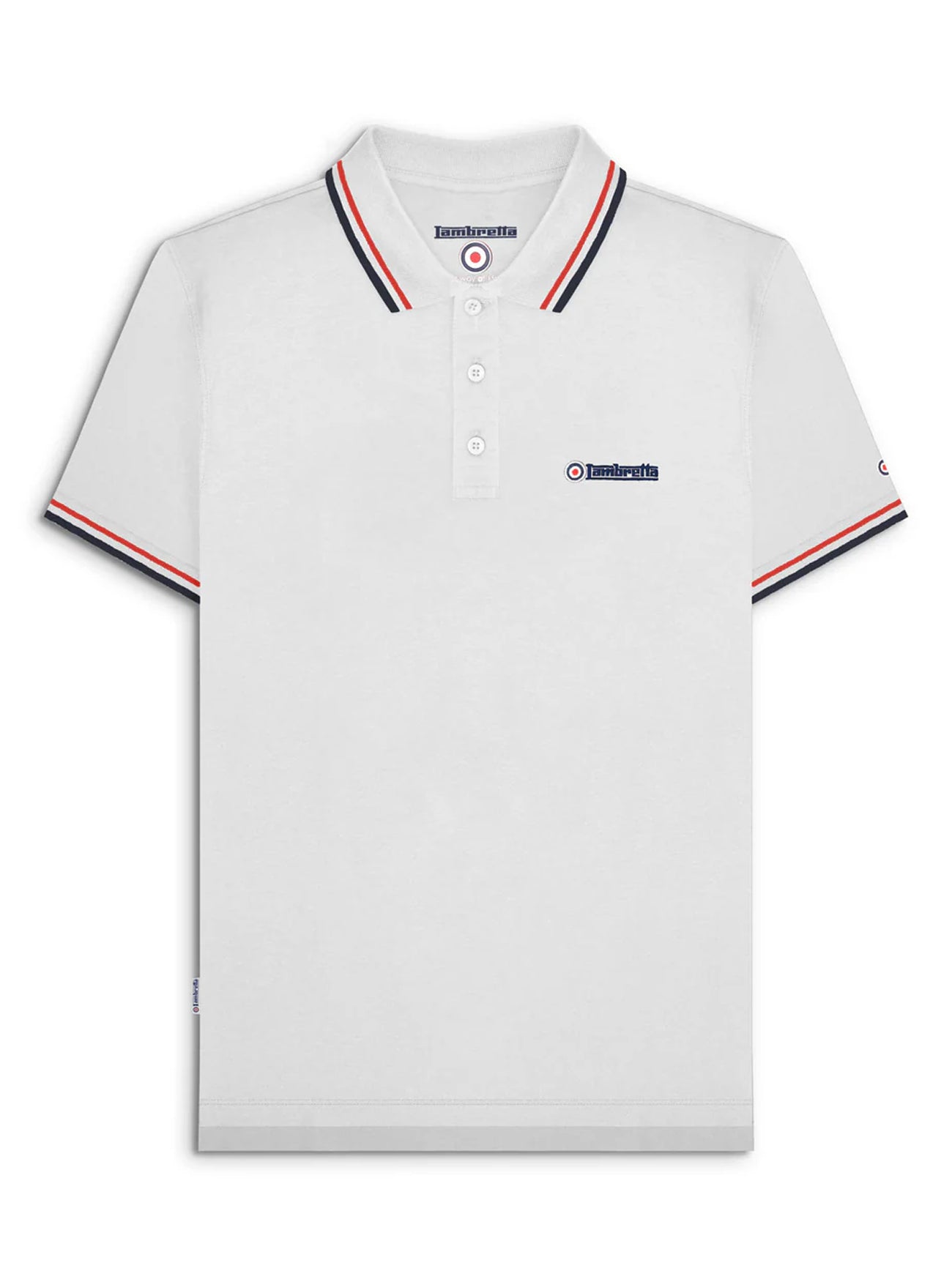 Mens White Red Navy Twin Tipped Polo Shirt