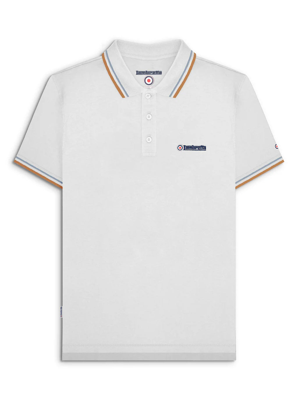 Mens White Sky Tobacco Twin Tipped Polo Shirt