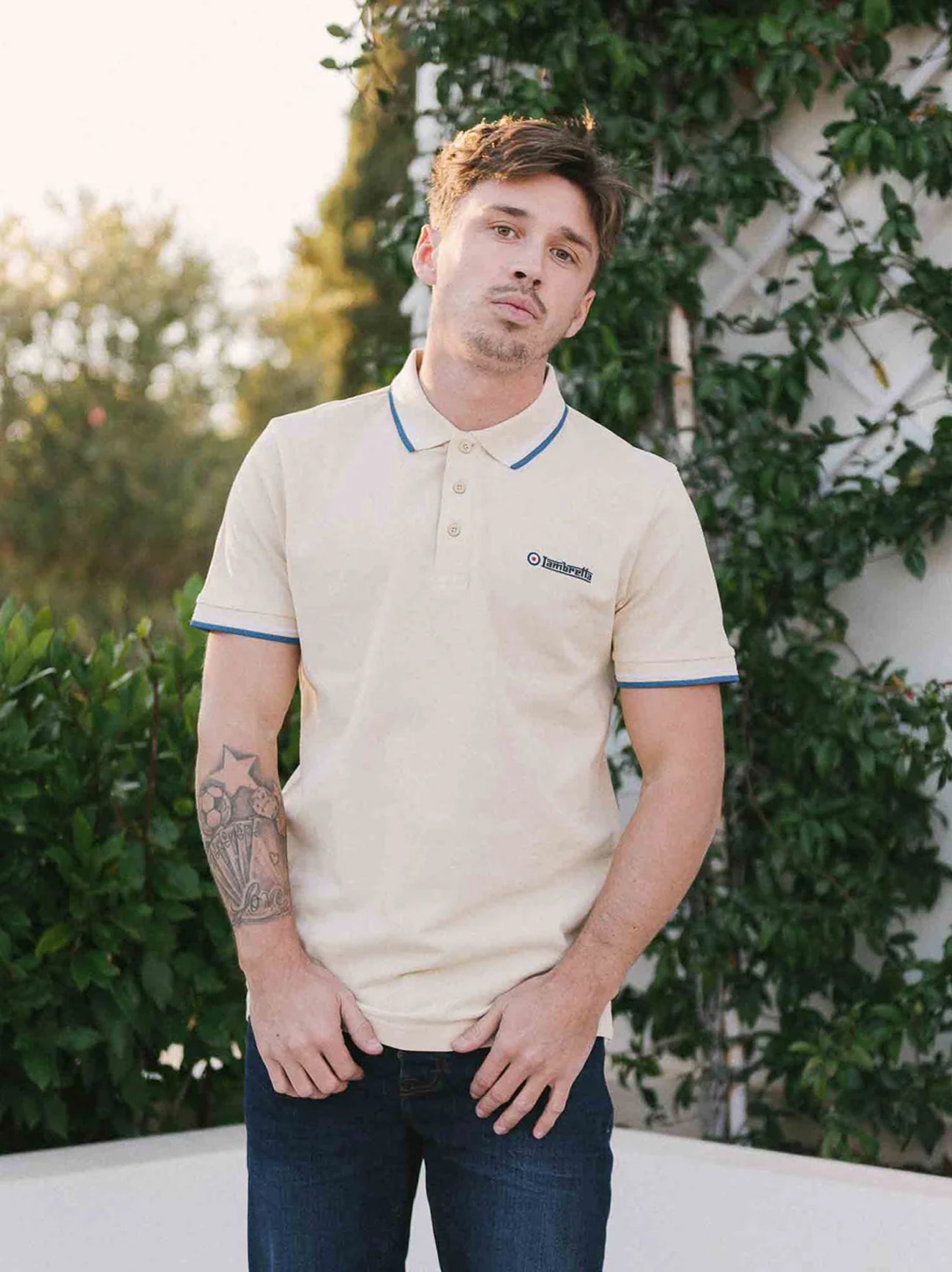 Mens Wood Ash Twin Tipped Polo Shirt