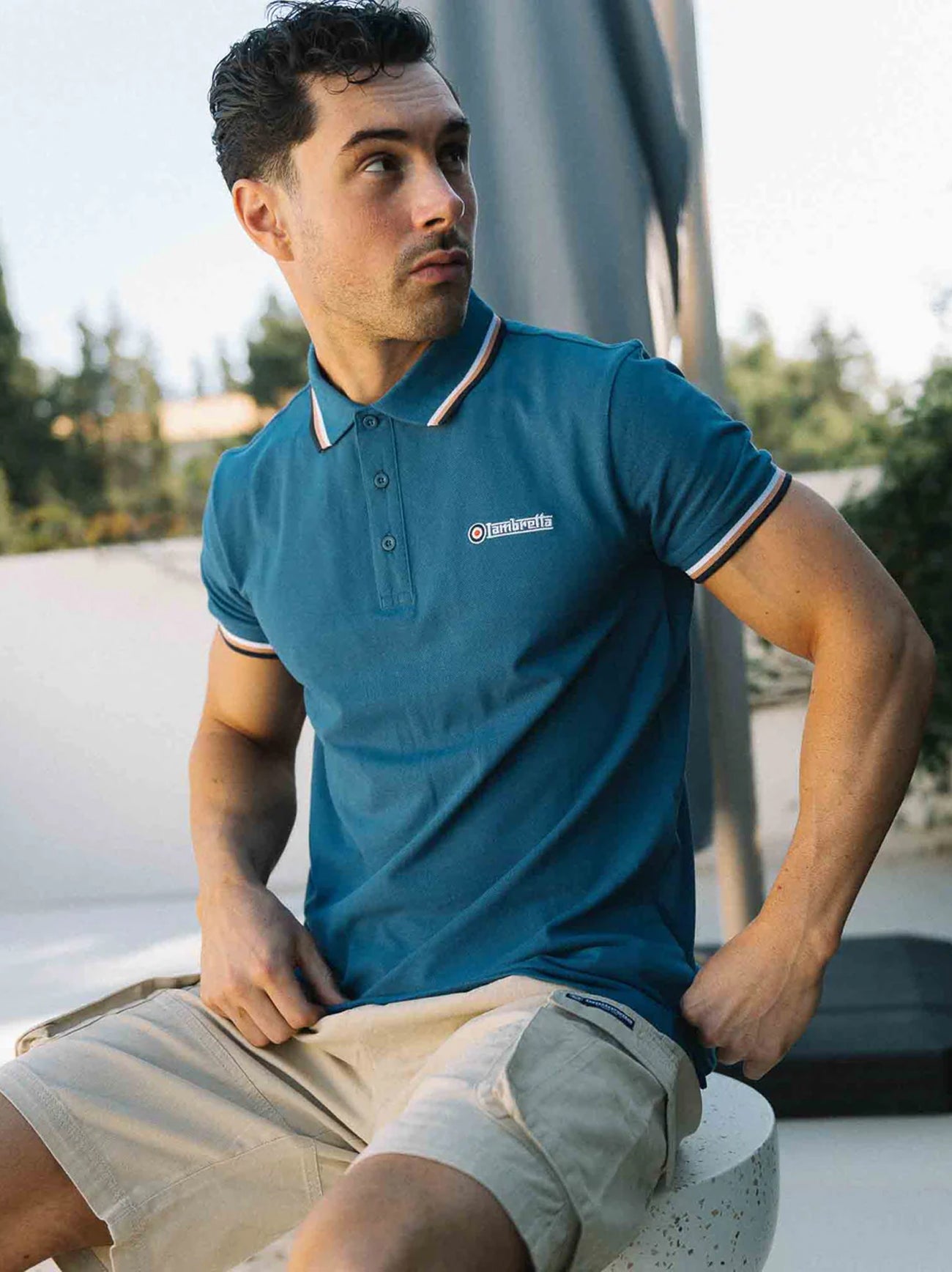 Mens Dark Blue Triple Tipped Polo Shirt