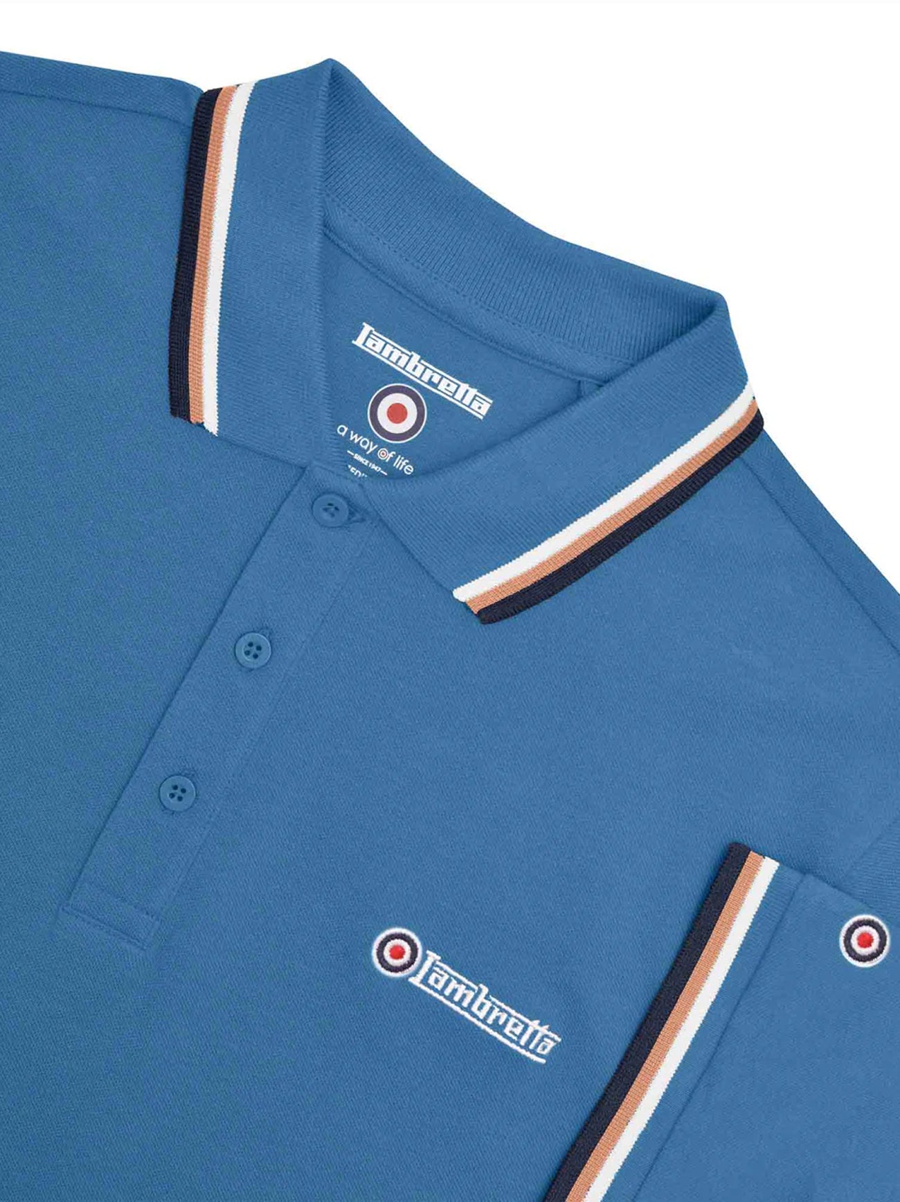 Mens Dark Blue Triple Tipped Polo Shirt