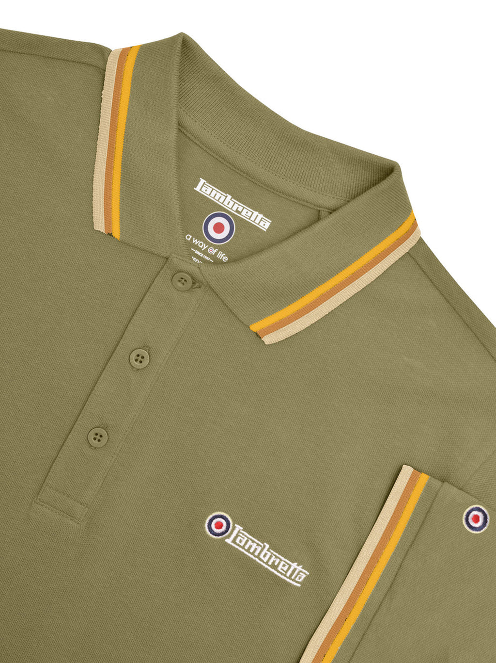 Mens Khaki Triple Tipped Polo Shirt