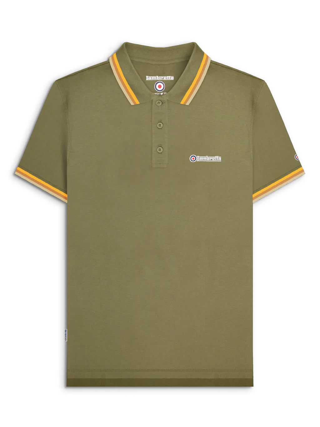Mens Khaki Triple Tipped Polo Shirt
