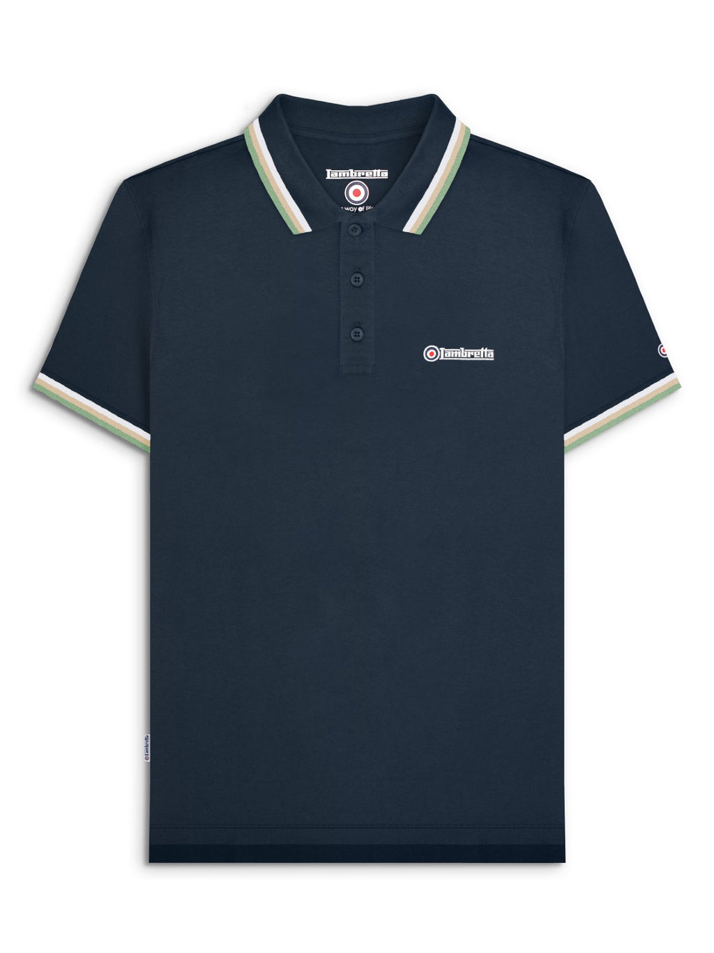 Mens Navy White Stone Basil Triple Tipped Polo Shirt