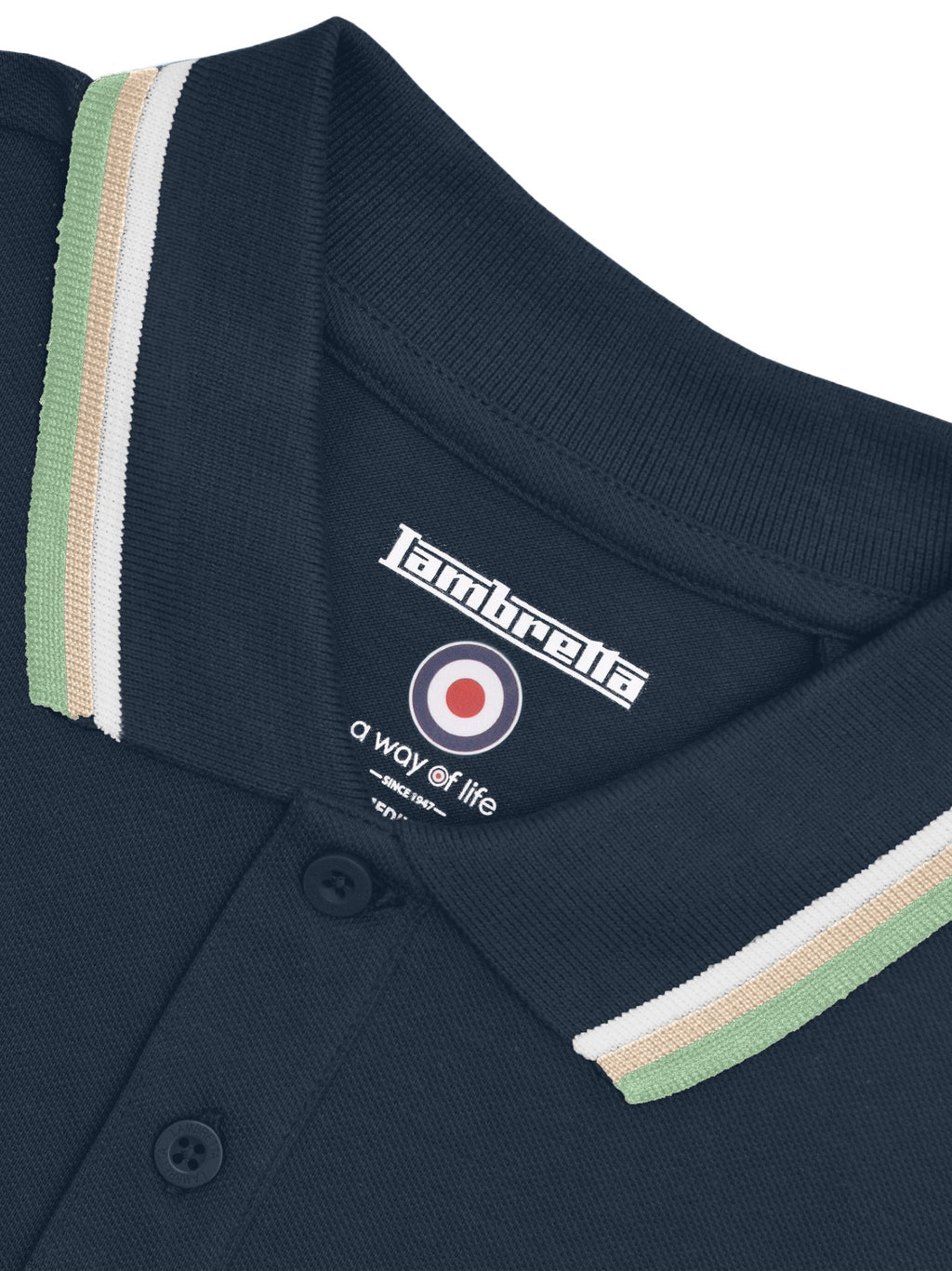 Mens Navy White Stone Basil Triple Tipped Polo Shirt