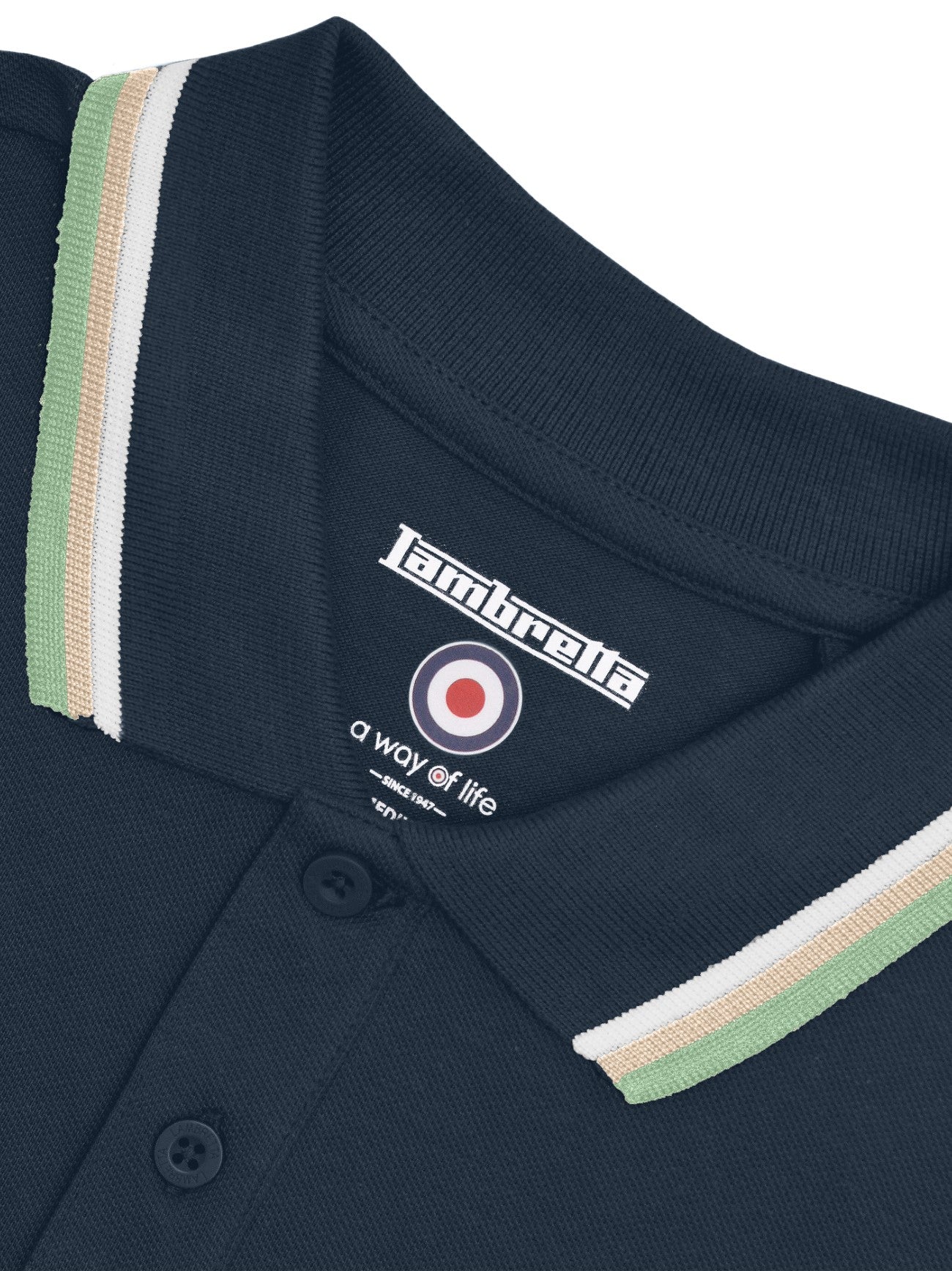 Mens Navy White Stone Basil Triple Tipped Polo Shirt