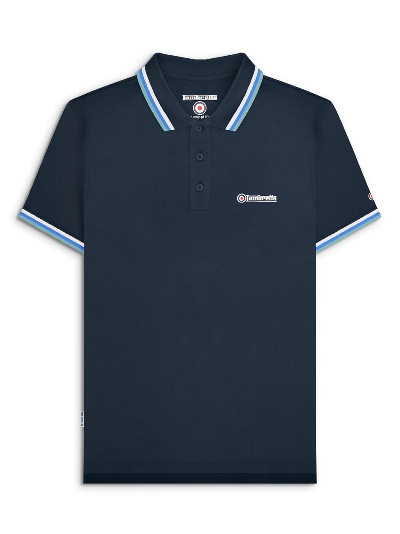 Mens Navy White Triple Tipped Polo Shirt