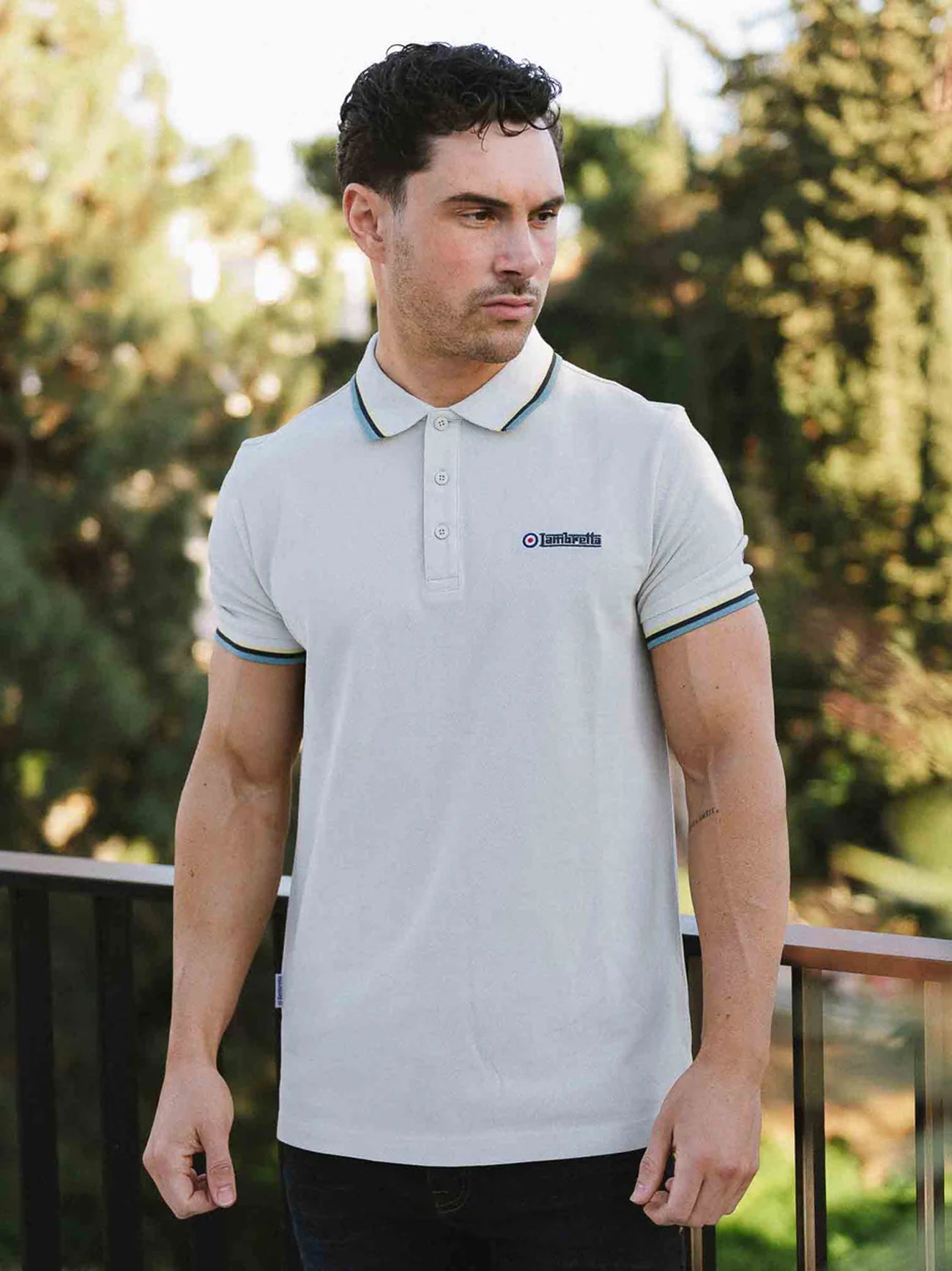 Mens Pebble Yellow Triple Tipped Polo Shirt