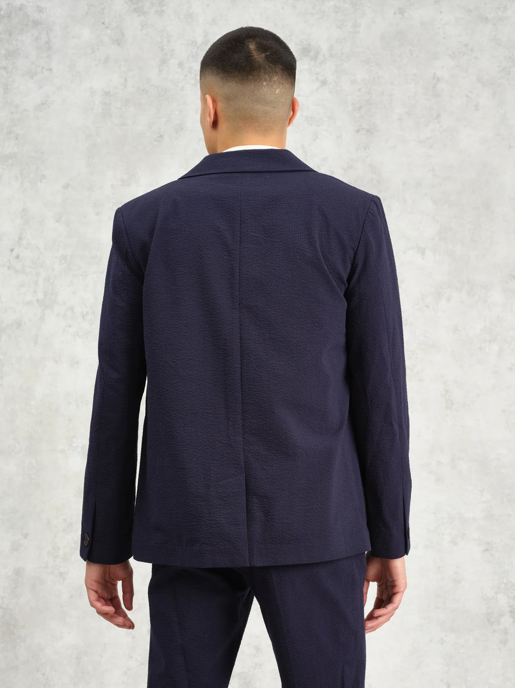 Mens Navy Fintry Seersucker Blazer