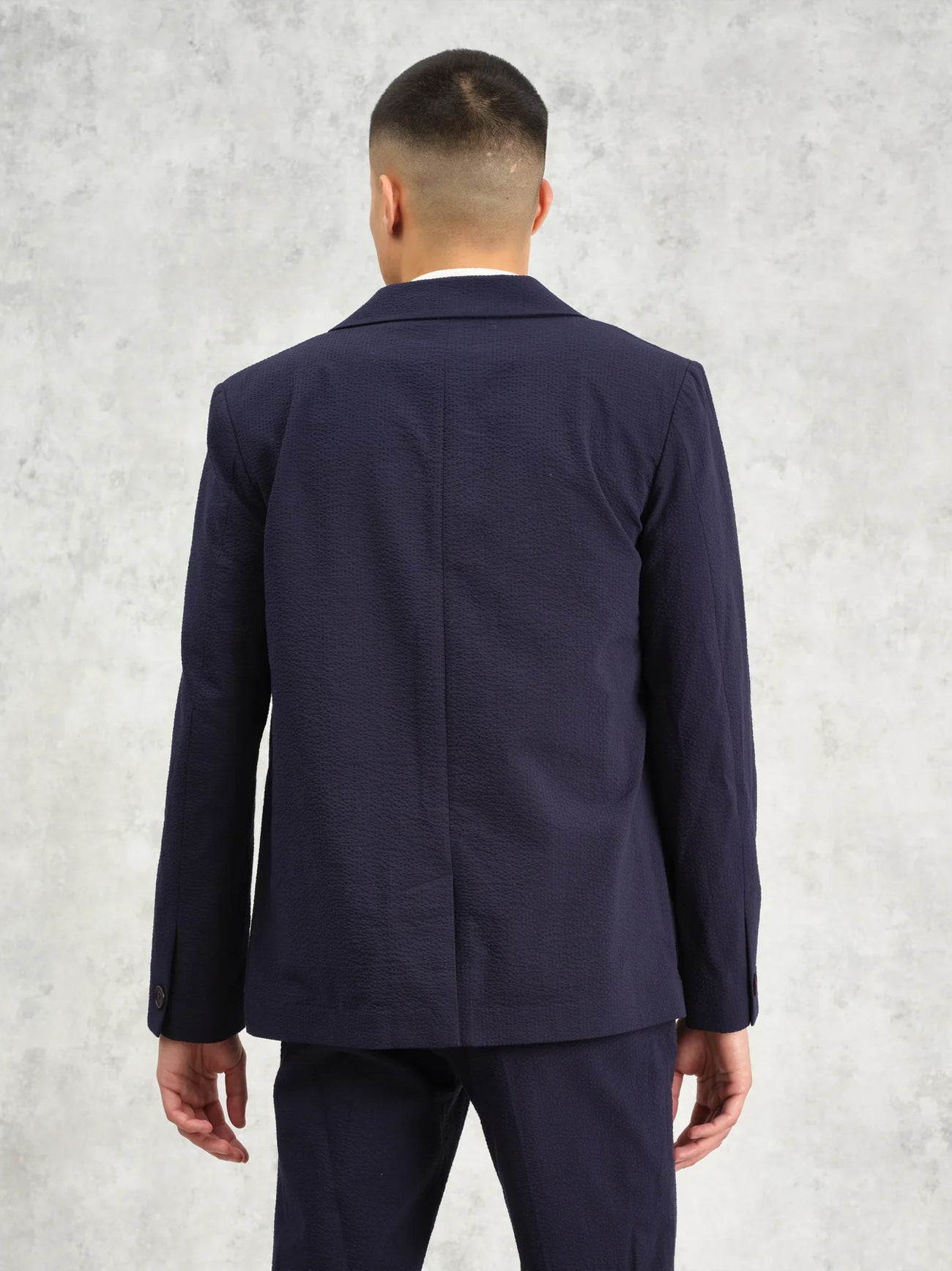 Mens Navy Fintry Seersucker Blazer