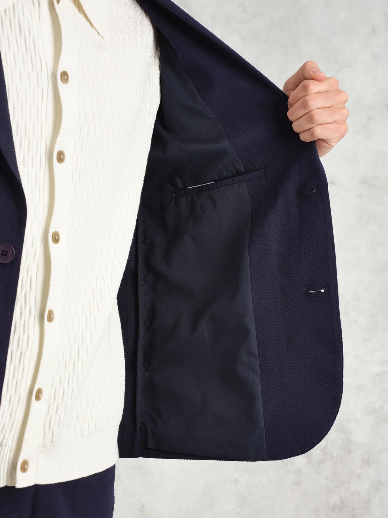 Mens Navy Fintry Seersucker Blazer