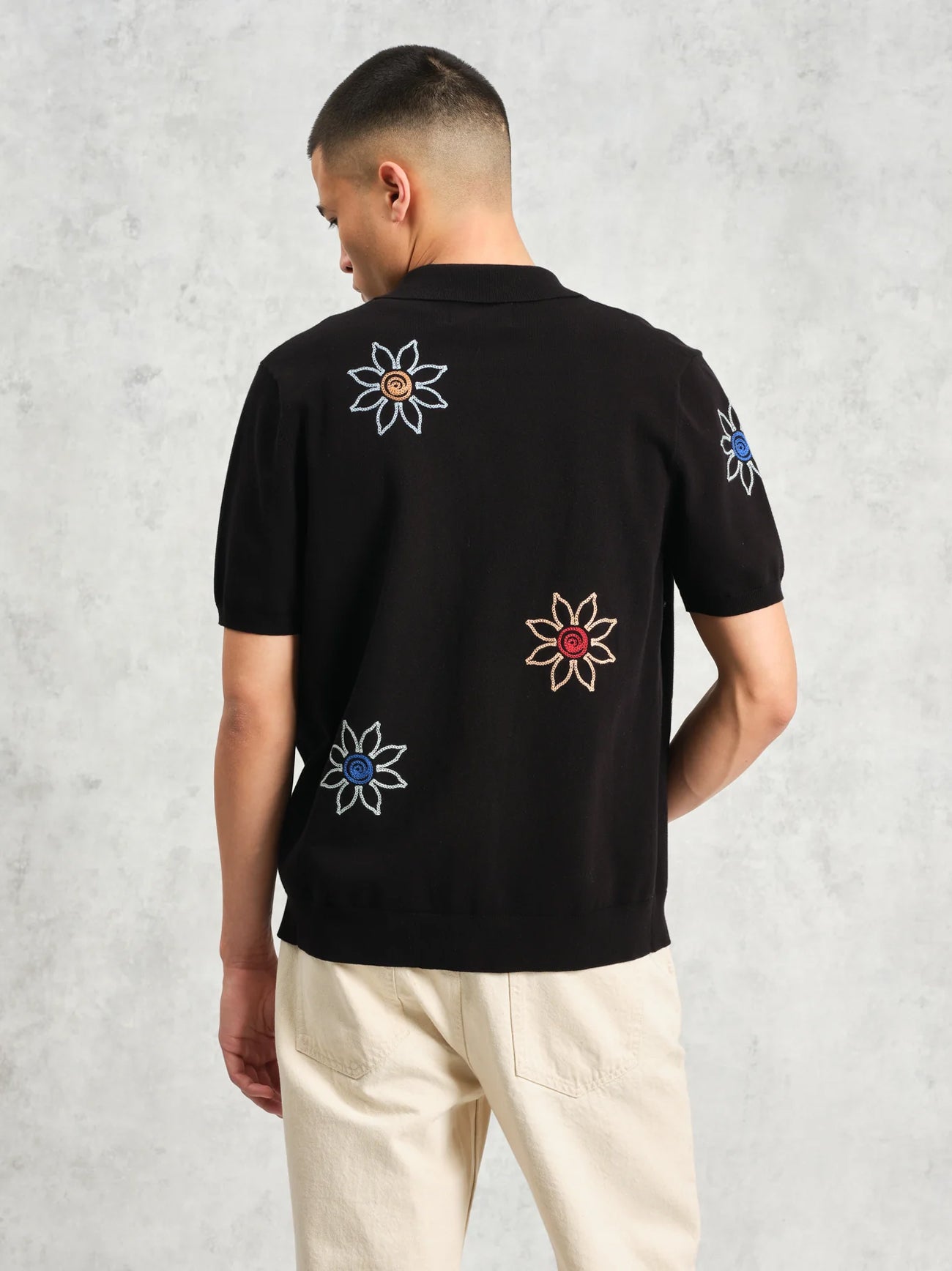 Mens Black Multi Tellaro Floral Embroidered Shirt