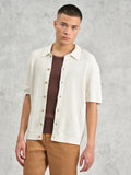 Mens Cable Ecru Tellaro Honeycomb Cable Shirt