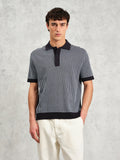 Mens Navy Turin Ladder Stripe Polo Shirt