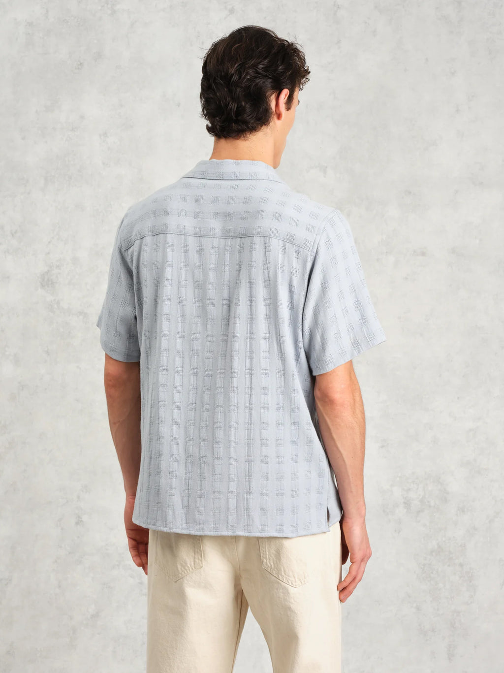 Mens Pale Blue Didcot Open Weave Shirt