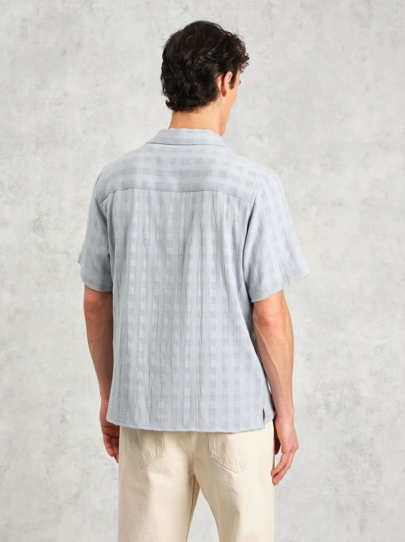 Mens Pale Blue Didcot Open Weave Shirt
