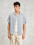 Mens Pale Blue Didcot Open Weave Shirt