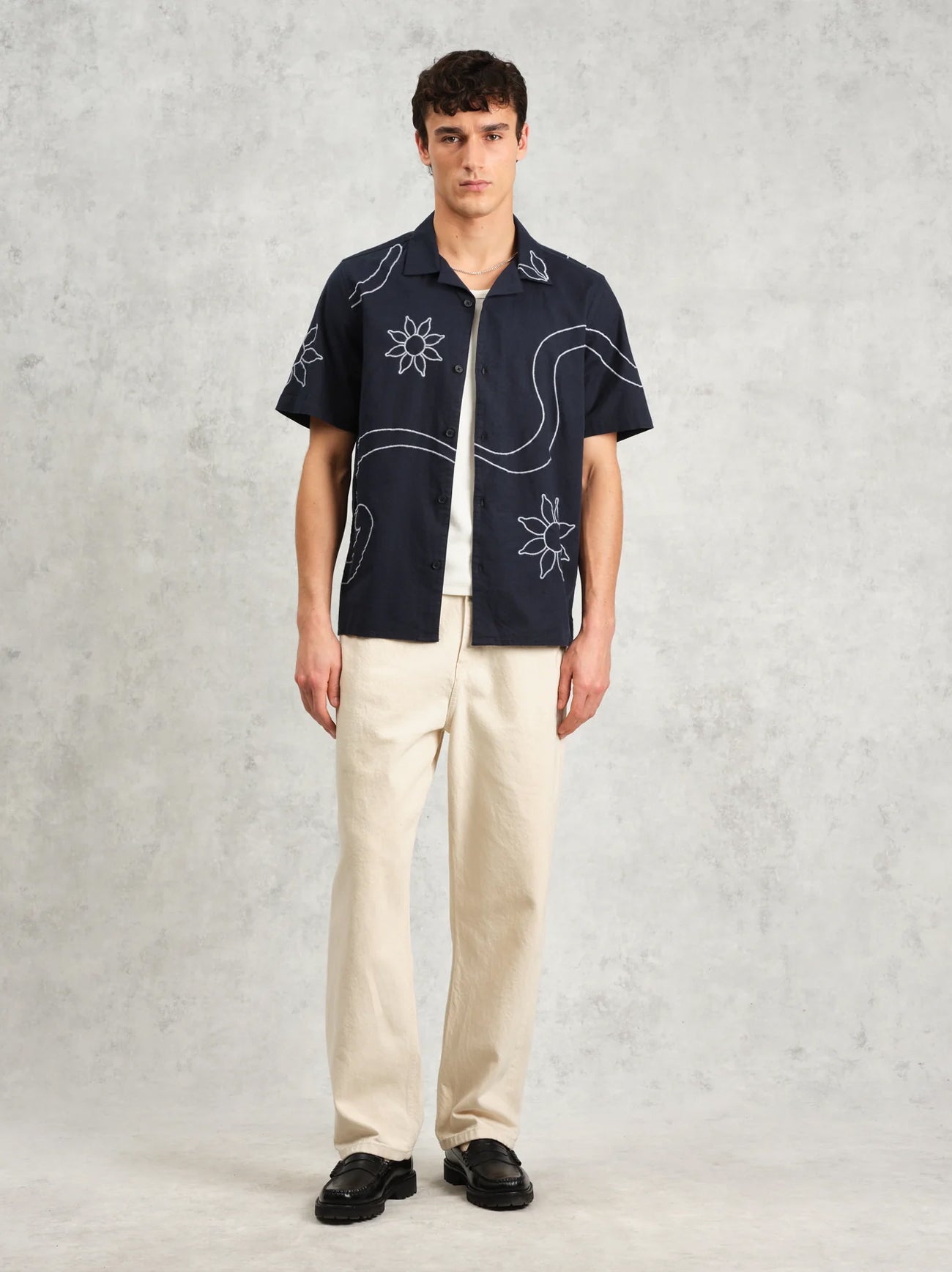 Mens Navy Didcot Bold Stitch Shirt