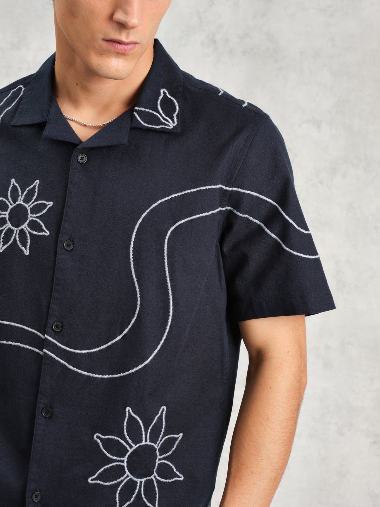 Mens Navy Didcot Bold Stitch Shirt