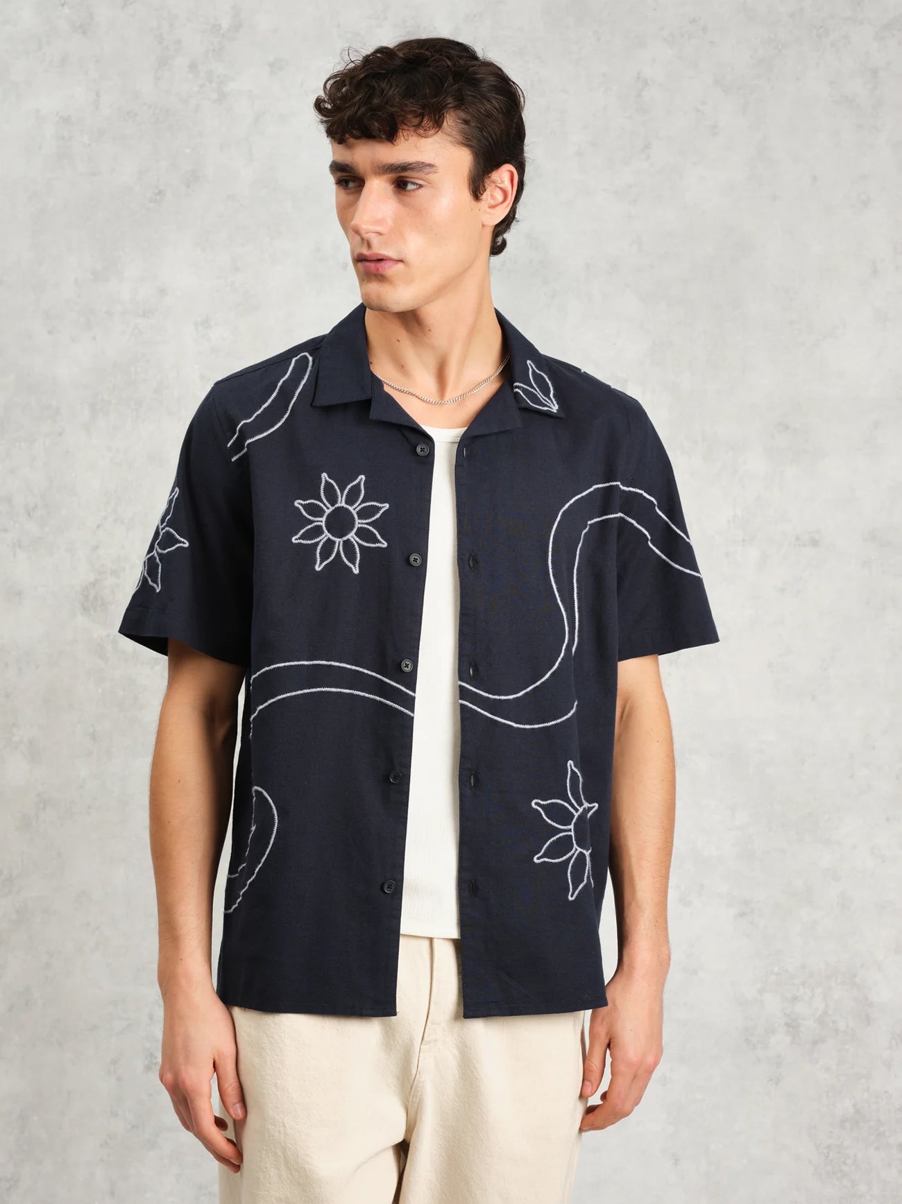 Mens Navy Didcot Bold Stitch Shirt